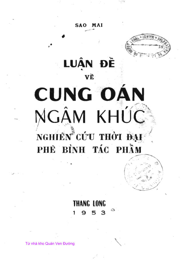 Luận đề về Cung Oán Ngâm Khúc (1953)